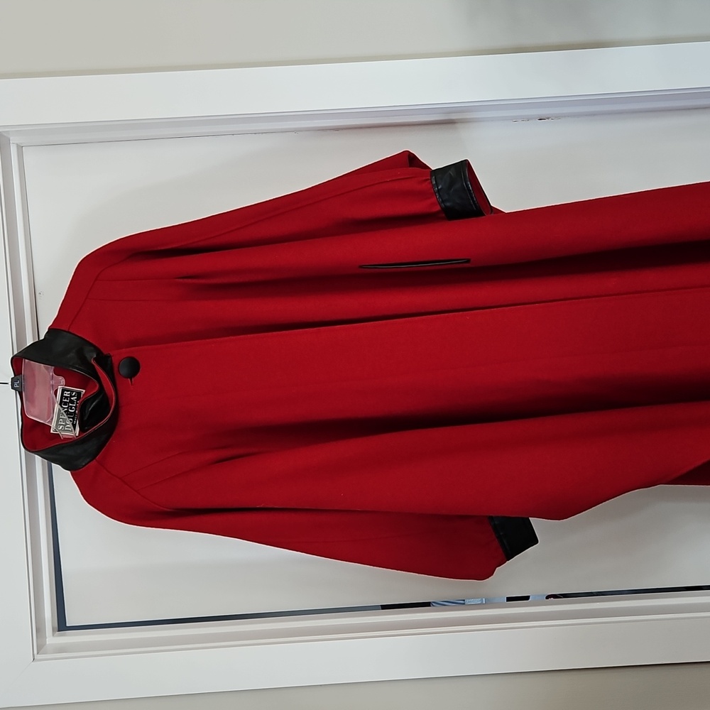 VINTAGE SPENCER DOUGLAS WOOL AND LEATHER TRIM CAPE